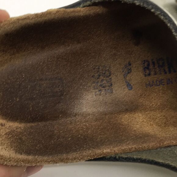 Birkenstock Arizona Birko-Flor Metallic Champagne Light Gold Soft Footbed EU 38 - Picture 5 of 16